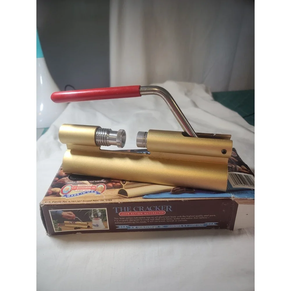 Vintage H. M. Quackenbush Lever Action Nut Nutcracker Metal New in Box Farmhouse